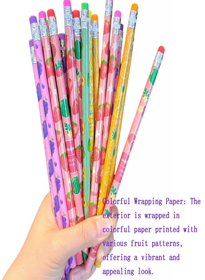 Jsehchya 72PCS Corlorful Wooden cased Pencils for Kids with Erasers, Wood Wedding Golf for School,Drawing,Gift (72PCS) (Fruit, 72) - Image 3